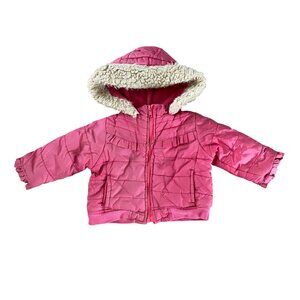 Gymboree Ruffle Detail Faux Fur Hooded Puffer Jacket